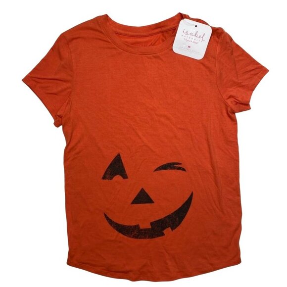 Isabel Maternity Shirt Top Women's XS Orange Pumpkin Face Graphic‎ Short-Sleeve - Picture 5 of 8